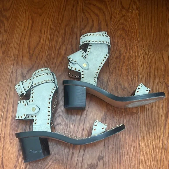 Isabel Marant Beige and Gold Studded Sandals - Picture 2 of 3
